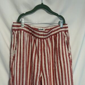 Rachel Zoe 100% Linen Nautical Lagenlook Red and White Striped Linen Pants